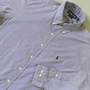 Ralph Lauren Yarmouth Mens 16.5 34/35 Blue Gingham Check Button Down Shirt